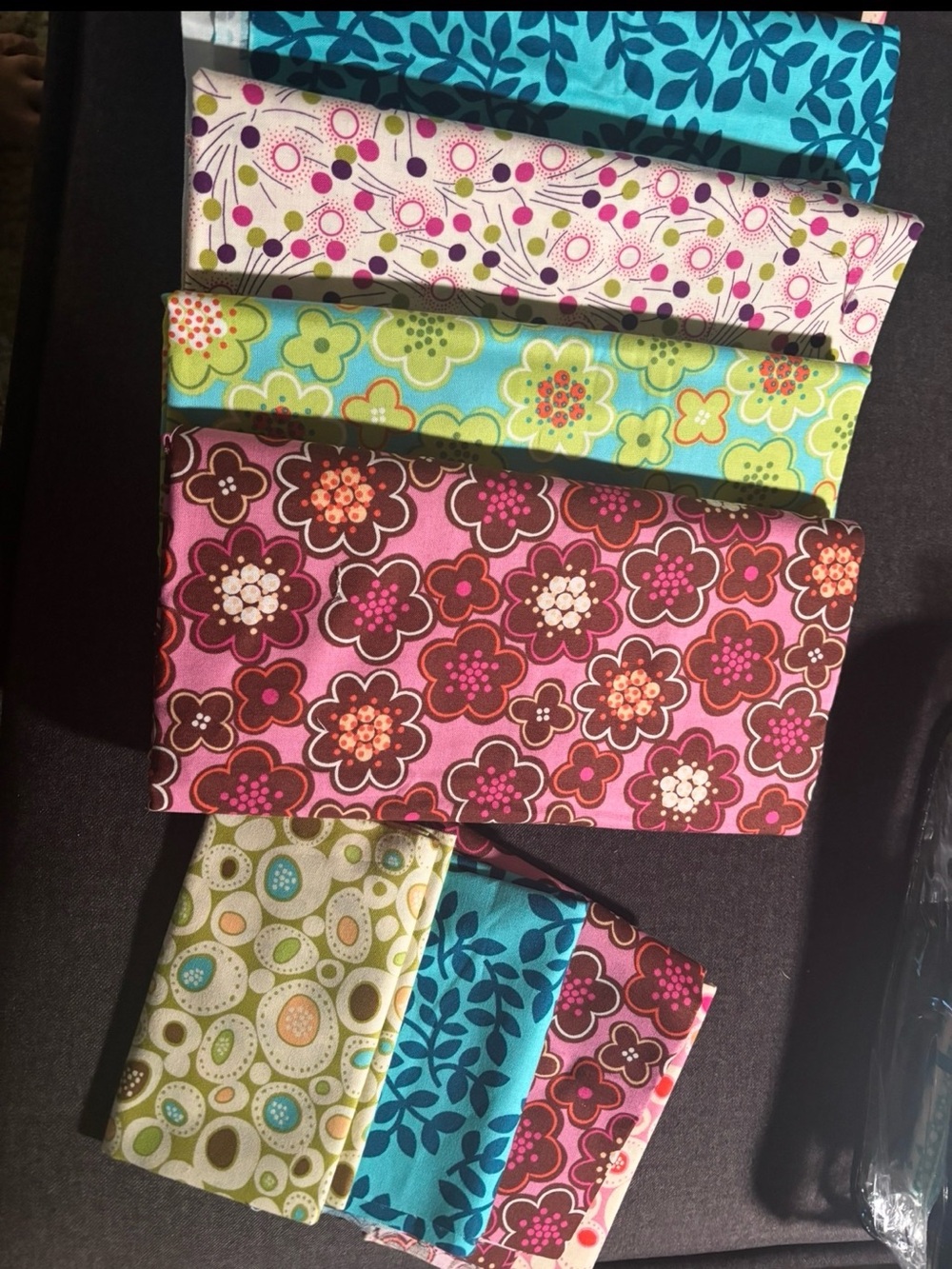 Floral and Geometric Cotton Fabric  - Pink, Turquoise, Lime